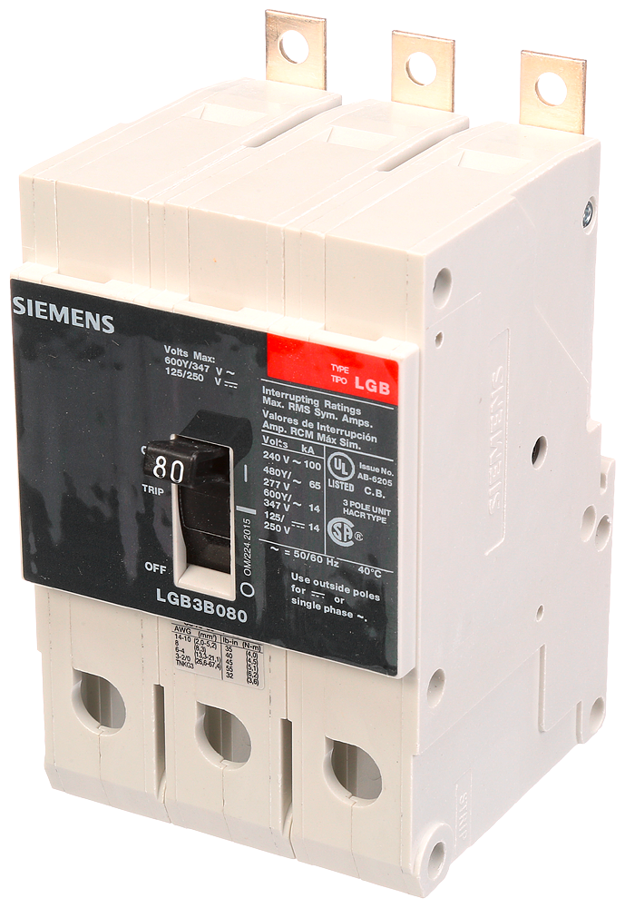 Product image for Siemens LGB3B080B BRKR LGB 80A 3P 480Y