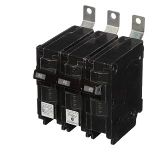 Product image for Siemens B340HH 3-Pole 40 Amp 240 VAC 65 kA Bolt-On Molded Case Circuit Breaker