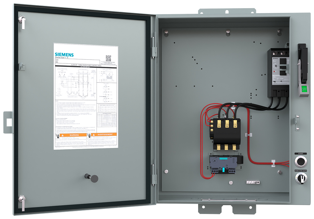 Product image for Siemens 87GUG6MA 120/220-240 VAC 25 to 100 Amp 3-Phase NEMA 3/3R Full Voltage Pump Control Panel