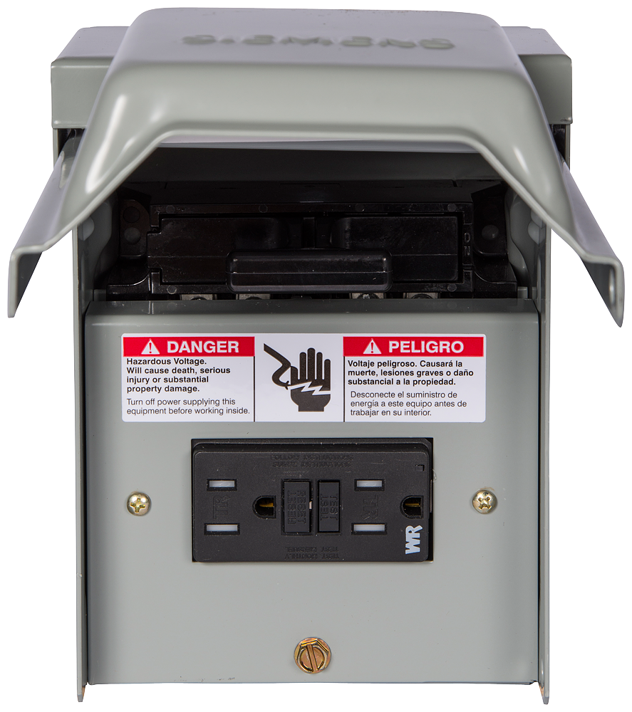 Product image for Siemens WN2060GFCI 240V 60A 10hp Steel Non-Fusible AC Disconnect w/ 15A GFCI Receptacle, 1-Phase, NEMA-3R