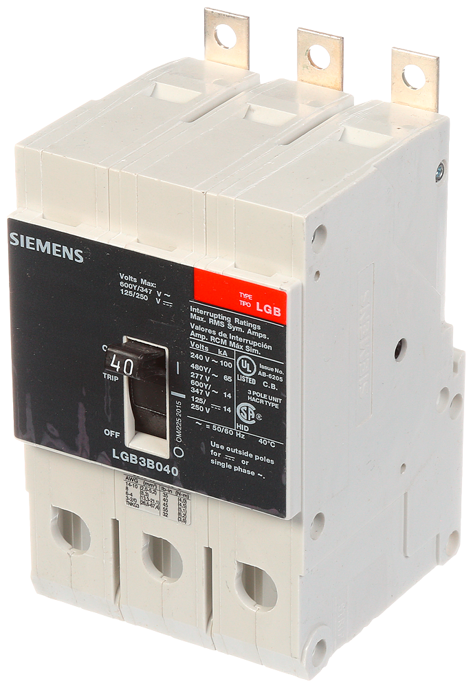 Product image for Siemens LGB3B040B BRKR LGB 40A 3P 480Y