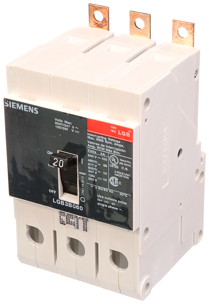 Product image for Siemens LGB3B020B BRKR LGB 20A 3P 480Y
