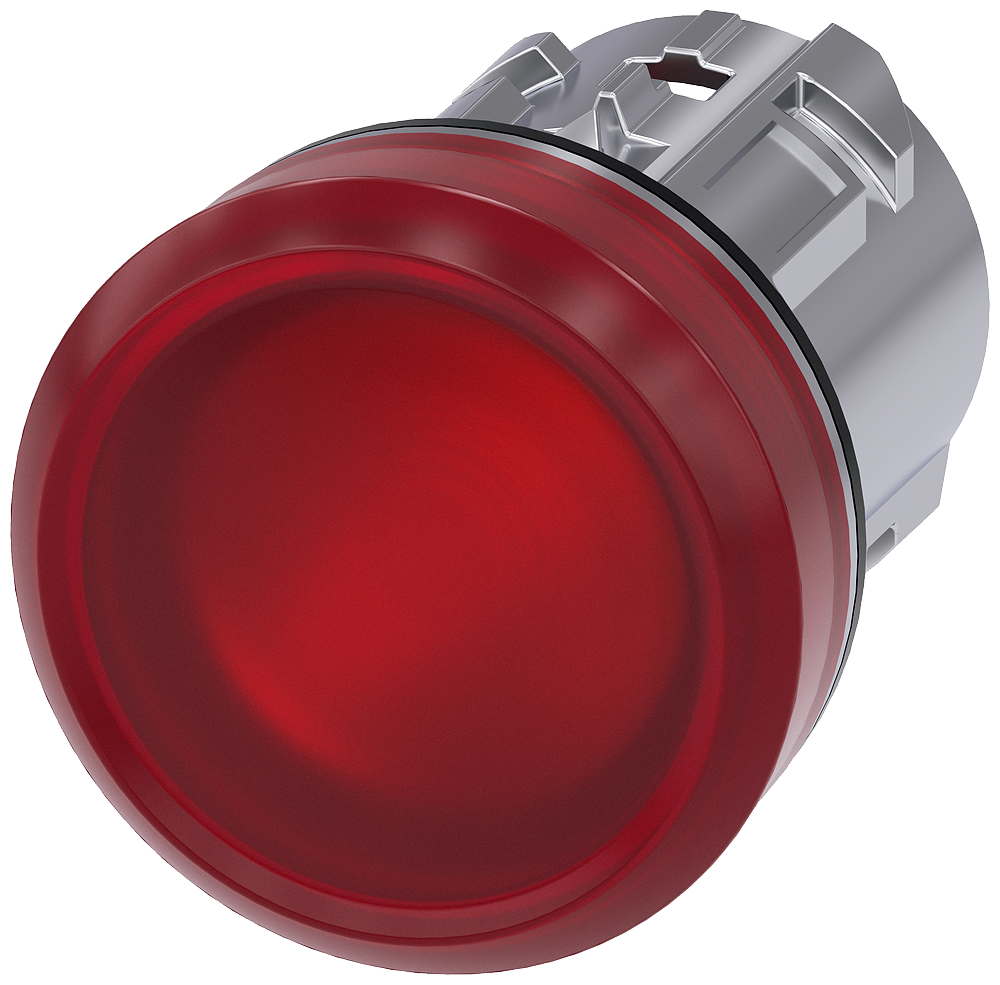 Product image for Siemens 3SU10516AA200AA0 22 mm Red Metal Round Indicator Light