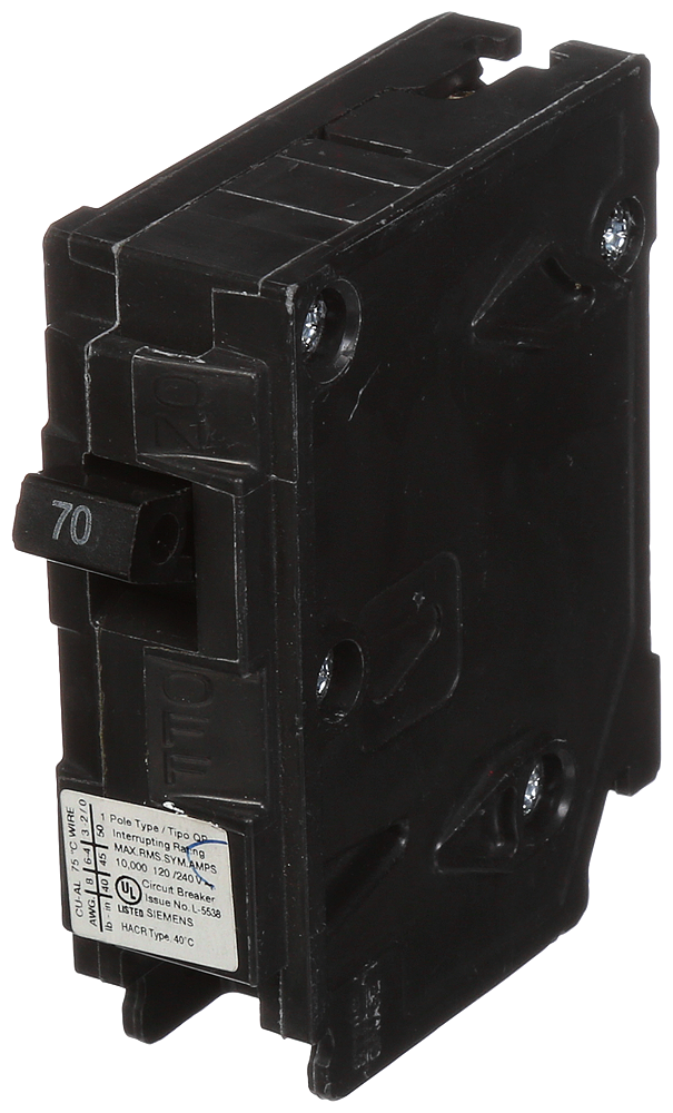 Product image for Siemens Q170 1-Pole 70 Amp 120 VAC 10 kA Plug-In Circuit Breaker