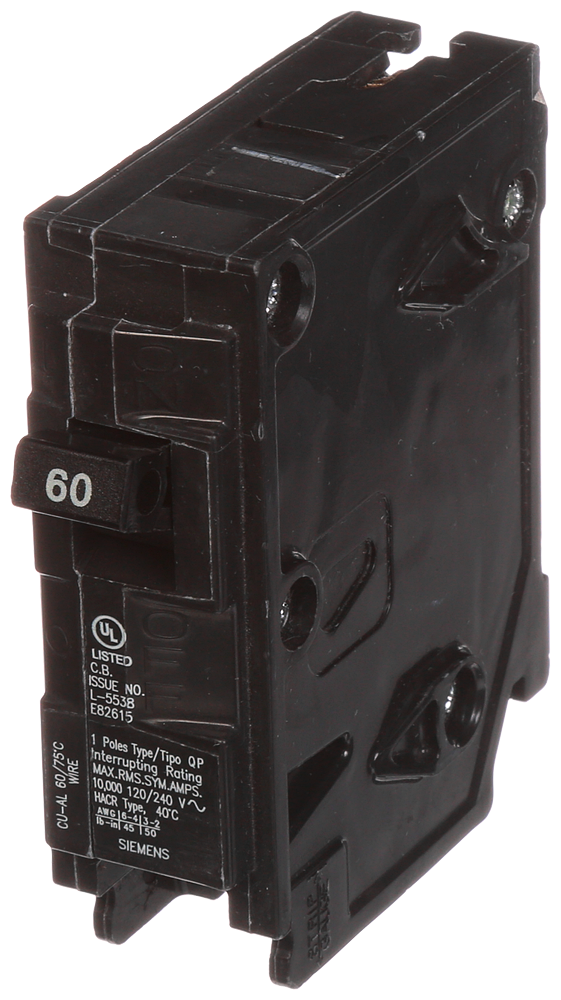 Product image for Siemens Q160 1-Pole 120 VAC 60 Amp 10 kA Plug-In Circuit Breaker