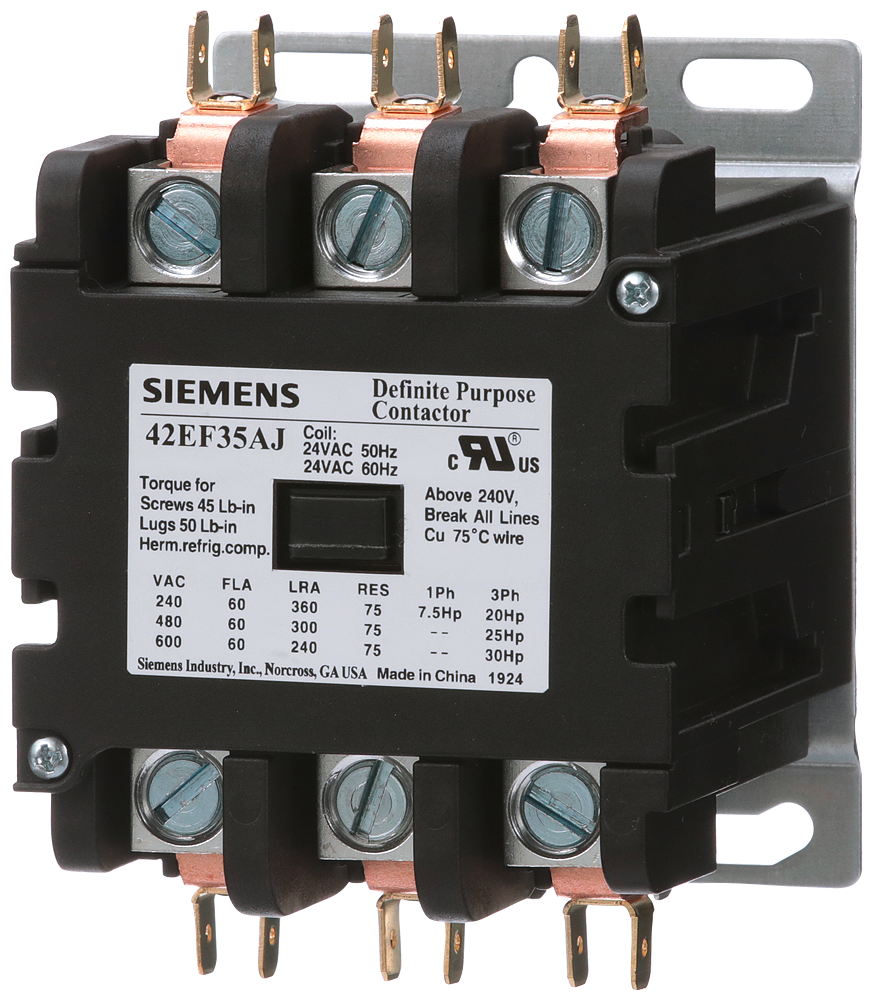 Product image for Siemens 42EF35AF 3-Pole 600 VAC 120 VAC Coil 360 Amp 40 Hp Open Type Definite Purpose Contactor