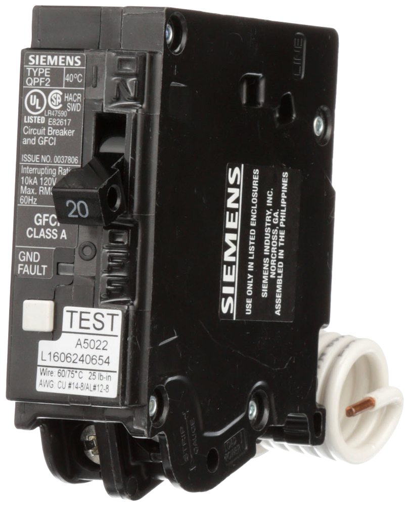 Product image for S-A QF120AP BRKR QPF2 GFCI 5mA 1P 1