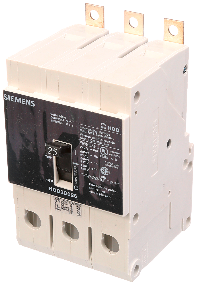 Product image for Siemens HGB3B025B BRKR HGB 25A 3P 480Y
