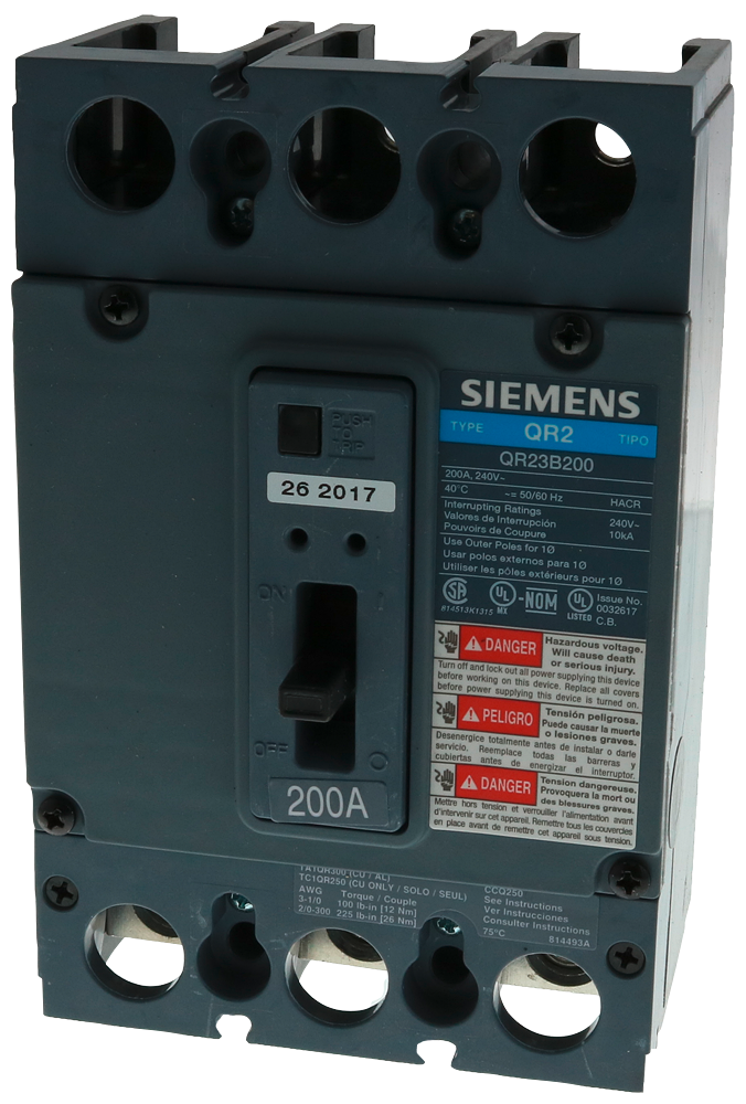 Product image for Siemens QR23B200 QR MCCB,10kA@24