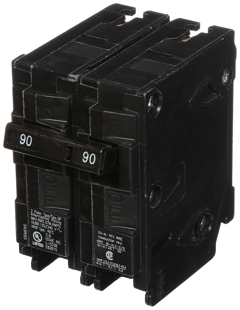 Product image for Siemens Q290 2-Pole 120/240 VAC 90 Amp 10 kA Plug-In Common Trip Circuit Breaker