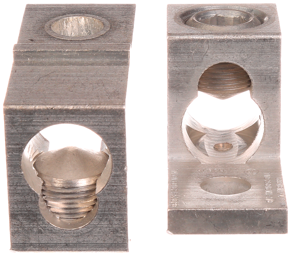 Product image for Siemens H60162 9/16 x 1/2 Inch Stud/Allen 4 AWG to 600 MCM 1-Conductor Tinned Aluminum 1-Hole Connector Lug