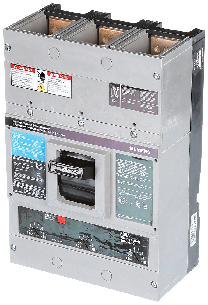 Product image for Siemens LXD63B500H BRKR LD6 3P 600V 500