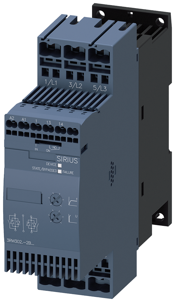 Product image for Siemens 3RW30272BB04 SOFTSTART, 29A,7.5