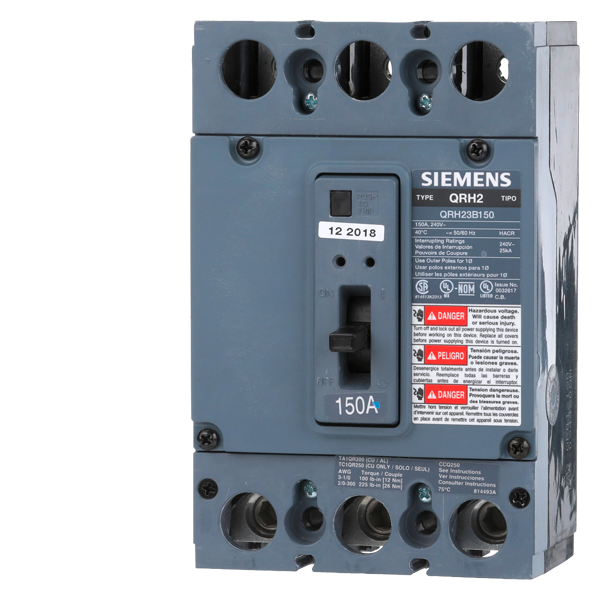 Product image for Siemens QRH23B150 BREAKER QR 3P 150A 240V 25KA