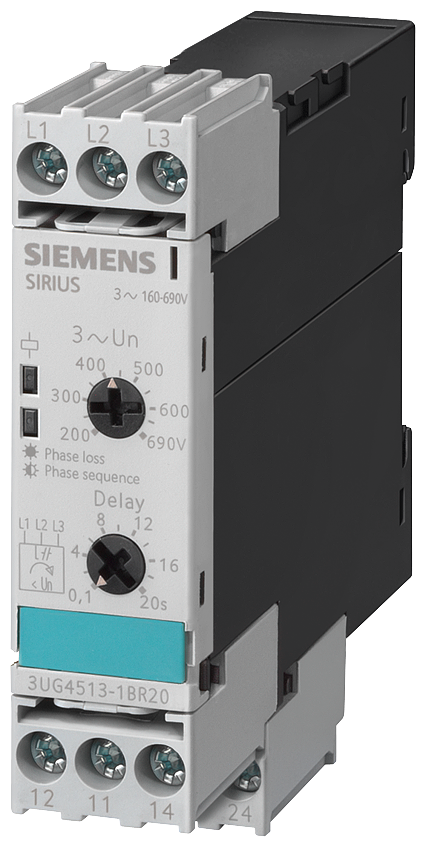 Product image for Siemens 3UG4513-1BR20 160 to 690 VAC 450 ms 2CO 3-Pole Voltage Monitoring Relay