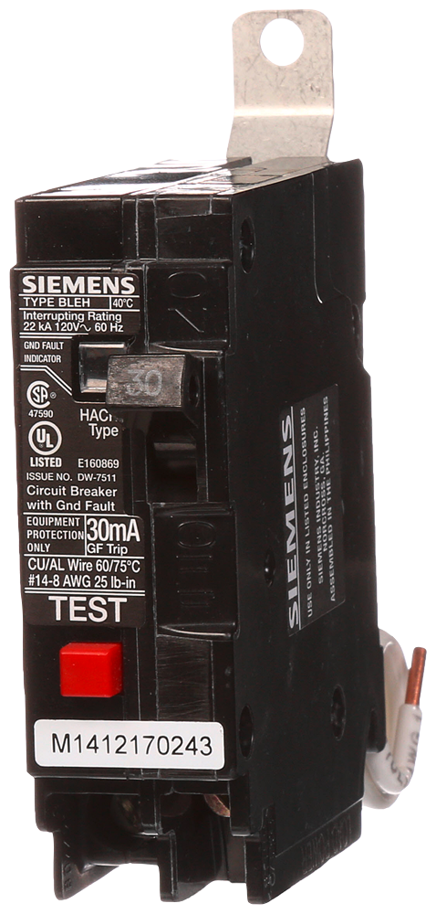 Product image for Siemens BE130H BRKR BLEH2 GFCI 30mA 1P