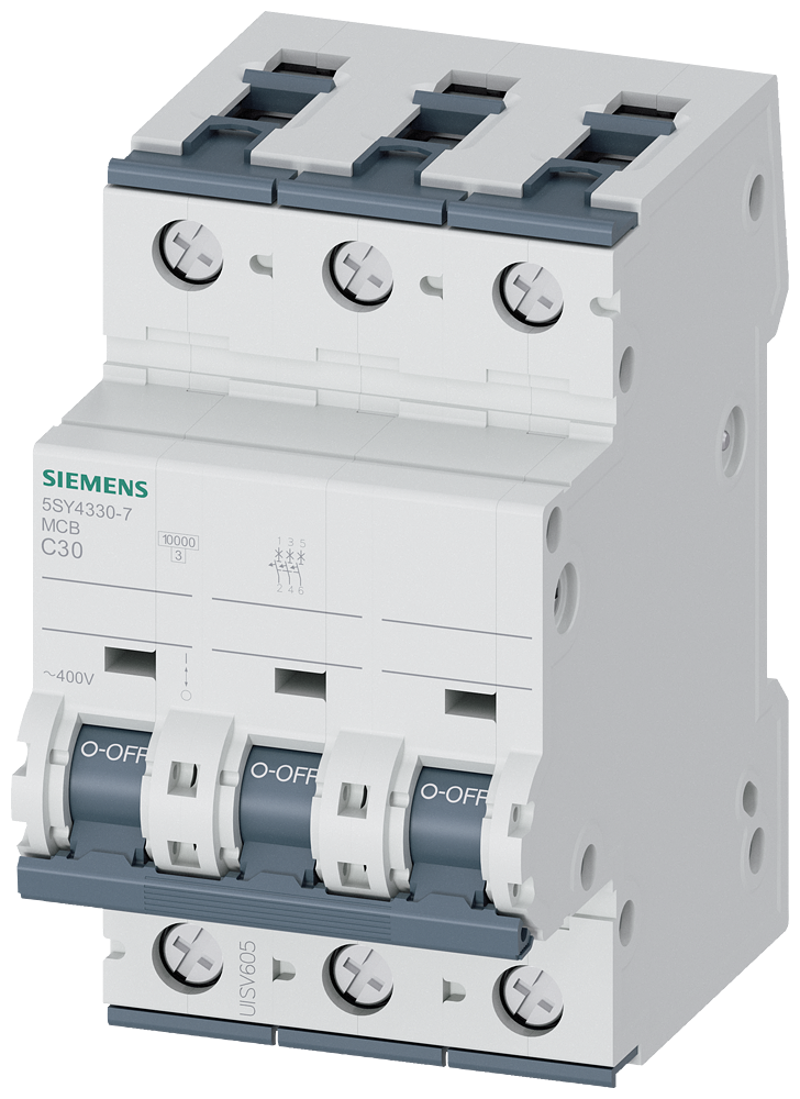 Product image for Siemens 5SY4330-7 30 Amp C Curve 3-Pole Supplementary Protector