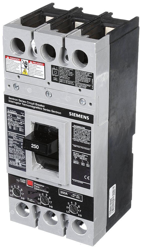 Product image for Siemens HFXD63B250 3-Pole 250 Amp 600 VAC 25 kA Molded Case Circuit Breaker