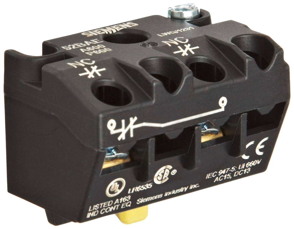 Product image for Siemens 52BAE 1NC Gold Flashed Contact Block