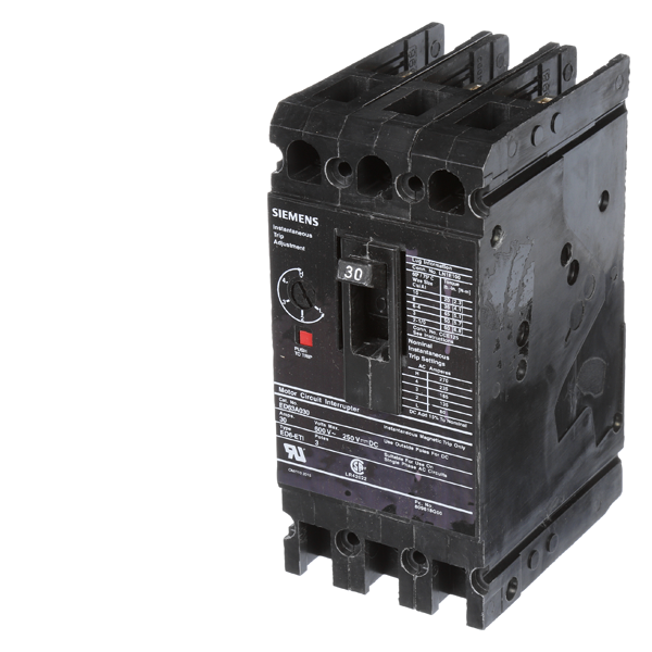 Product image for Siemens ED63A030 600 Volt 30 Amp 3-Pole Circuit Breaker with ETI Lugs
