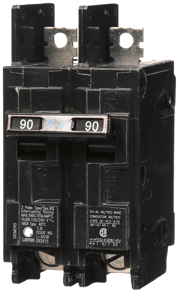 Product image for Siemens BQ2B090 2-Pole 90 Amp 120/240 VAC 10 kA Circuit Breaker