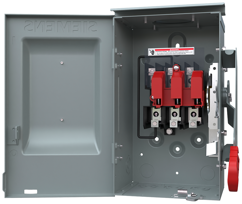 Product image for Siemens HNF261R 480/600 VAC 250/600 VDC 30 Amp 2-Pole 2-Wire NEMA 3R Heavy Duty Non-Fusible Safety Switch