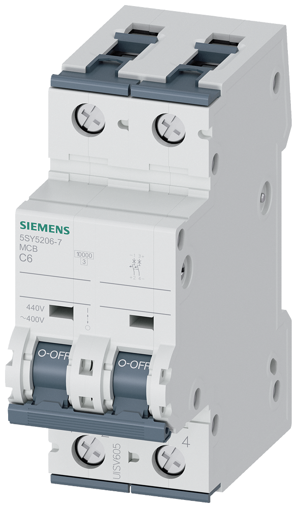 Product image for Siemens 5SY5206-7 5SY5 MCB, 2P,4