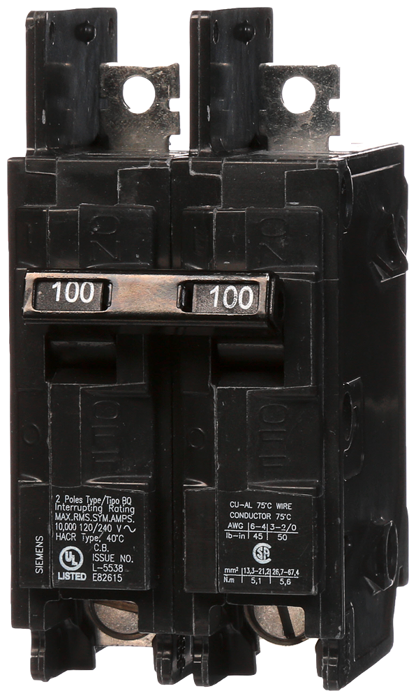 Product image for Siemens BQ2B100 2-Pole 100 Amp 120/240 Volt 10 K Circuit Breaker