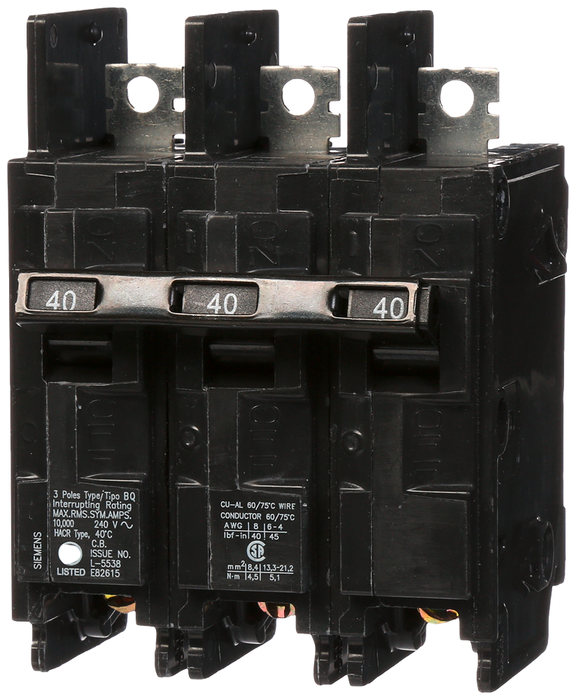 Product image for Siemens BQ3B040 3-Pole 40 Amp 240 Volt 10 K Circuit Breaker