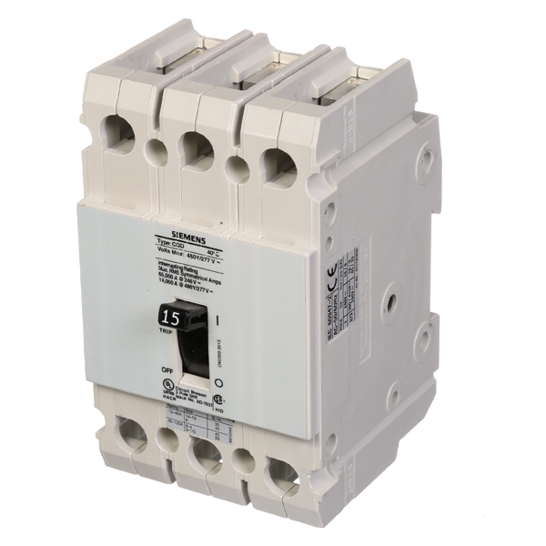 Product image for Siemens CQD315 3-Pole 15 Amp 480 Star/277 VAC 14 kA Molded Case Circuit Breaker