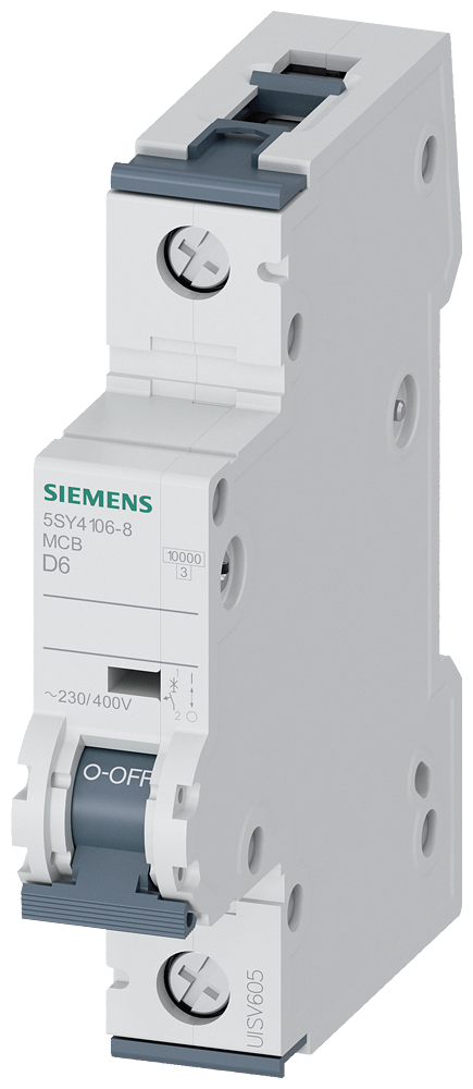 Product image for Siemens 5SY4106-8 6 Amp D Curve 1-Pole Supplementary Protector