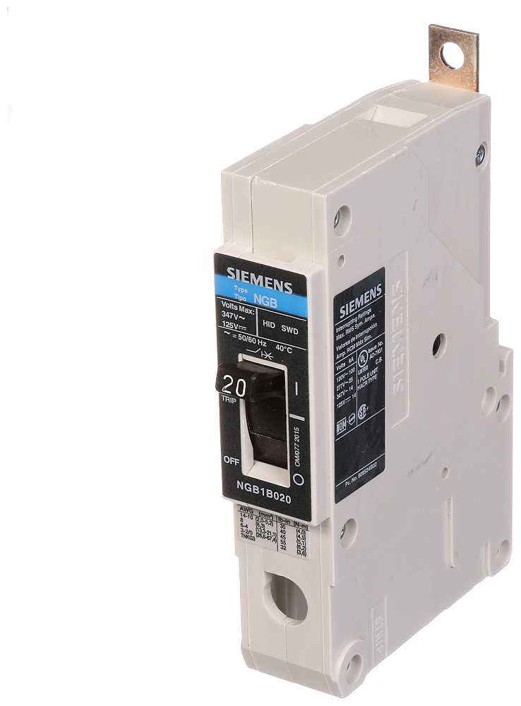 Product image for Siemens NGB1B020 BREAKER NGB 1P 20A 347