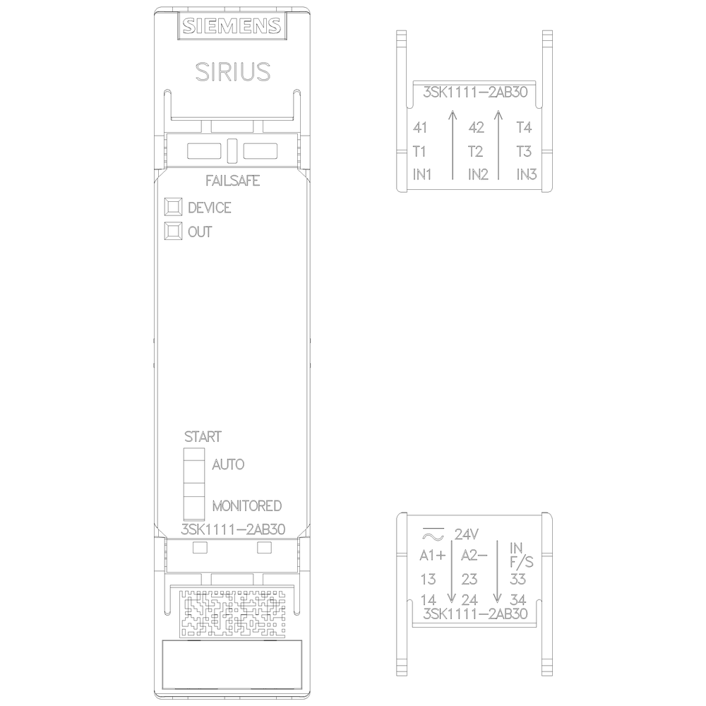 Product image for Siemens 3SK11112AB30 Safety Relay,3NO,1