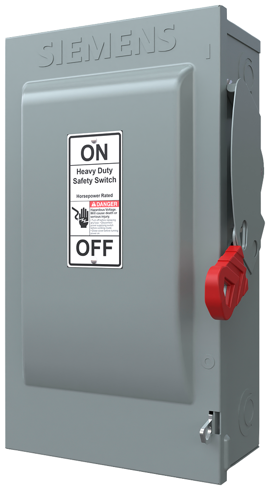 Product image for Siemens HF362N 480/600 VAC/250/600 VDC 60 Amp 3-Pole 4-Wire NEMA 1 Heavy Duty Fusible Safety Switch
