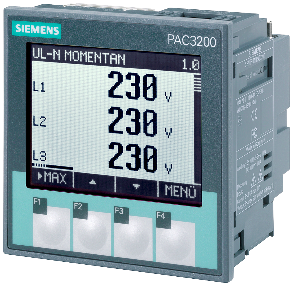 Product image for Siemens 7KM21120BA003AA0 690/400 VAC/110 to 340 VDC 1/5 Amp Panel Mount LCD Power Monitoring Device