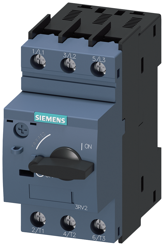 Product image for Siemens 3RV20214CA10 3-Pole 22 Amp 690 VAC 3-Phase Screw Terminal Thermal Magnetic Motor Starter Protector