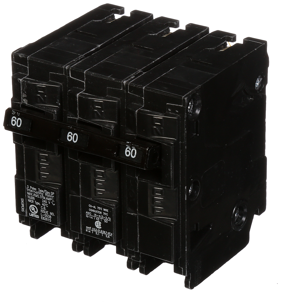Product image for Siemens Q360 Breaker 60 Amp 3-Pole 240 Volt Circuit Breaker