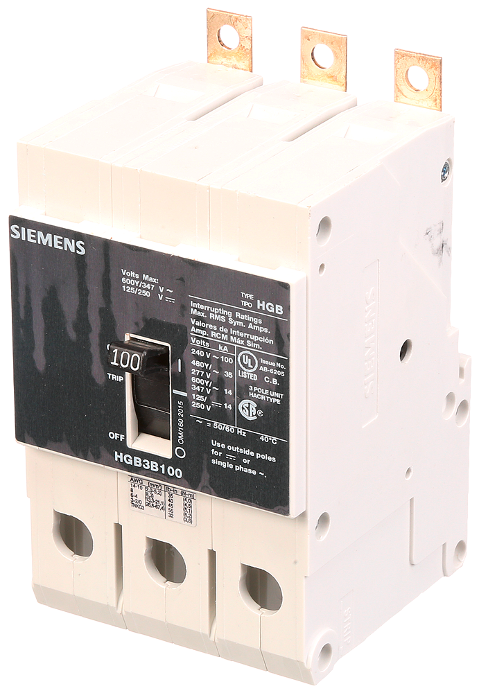 Product image for Siemens HGB3B100B BRKR HGB 100A 3P 480Y