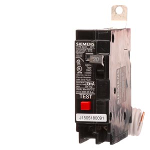 Product image for Siemens BE120H 1-Pole 20 Amp 120 VAC 22 kA Bolt-On Circuit Breaker