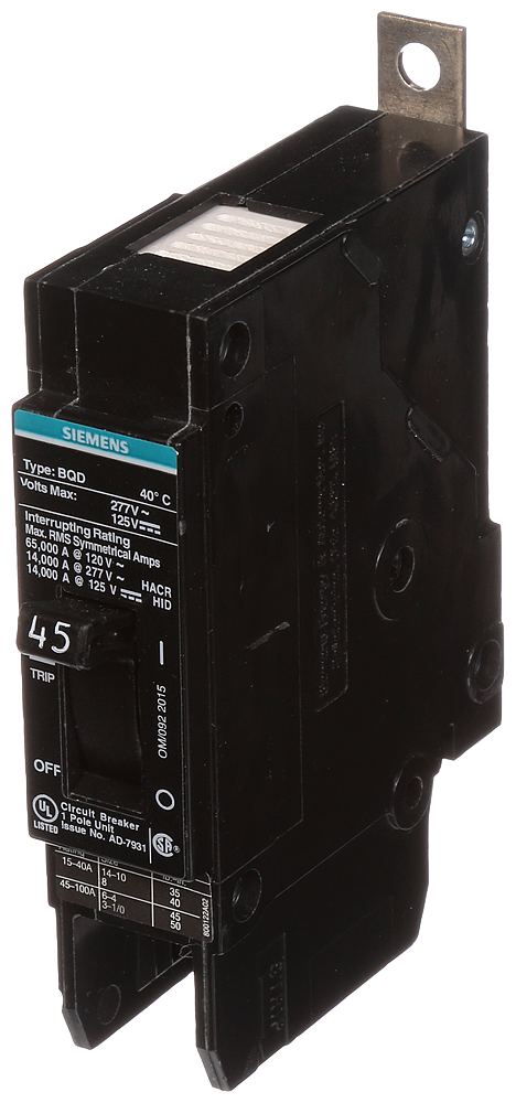 Product image for Siemens BQD145 BREAKER BQD 1P 45A 277VA