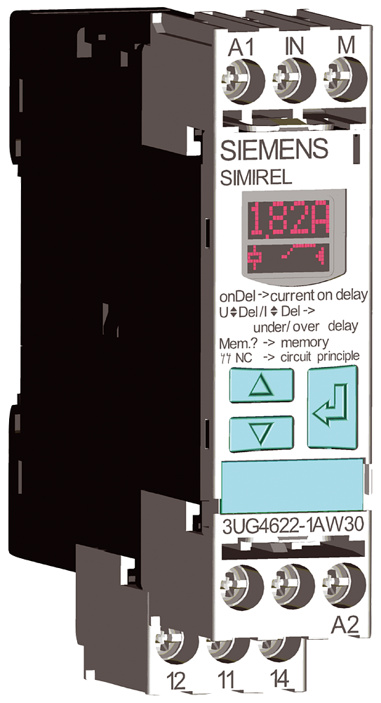 Product image for Siemens 3UG4622-1AW30 24 to 240 VDC 0.05 to 15 Amp 1CO Current Monitoring Relay