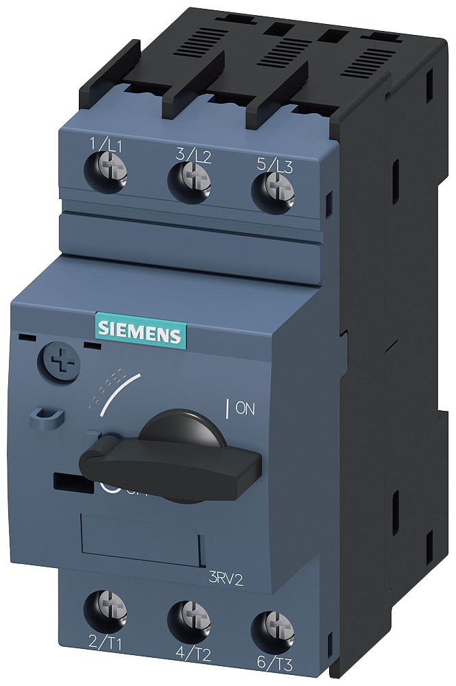 Product image for Siemens 3RV20111BA10 3-Pole 2 Amp 690 VAC 3-Phase Screw Terminal Thermal Magnetic Motor Starter Protector