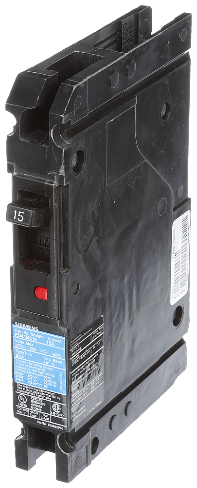 Product image for Siemens ED41B015 1-Pole 15 Amp 277 VAC 22 kA Circuit Breaker Lug