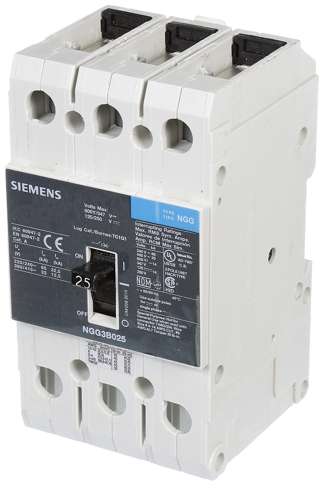 Product image for Siemens NGG3B025L NGG MCCB, 600/