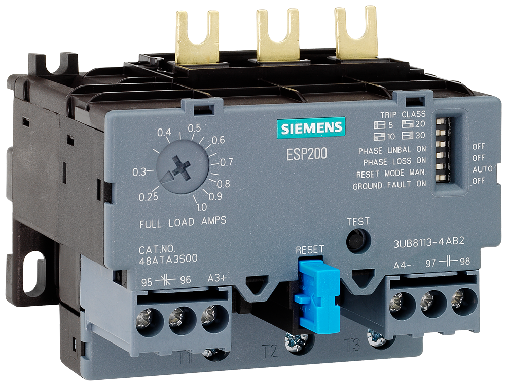 Product image for Siemens 3UB81134AB2 0.25 to 1 Amp 1NO 1NC Solid State Overload Relay