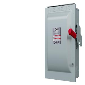 Product image for Siemens HF363NR 480/600 VAC/250/600 VDC 100 Amp 3-Pole 4-Wire NEMA 3R Heavy Duty Fusible Safety Switch