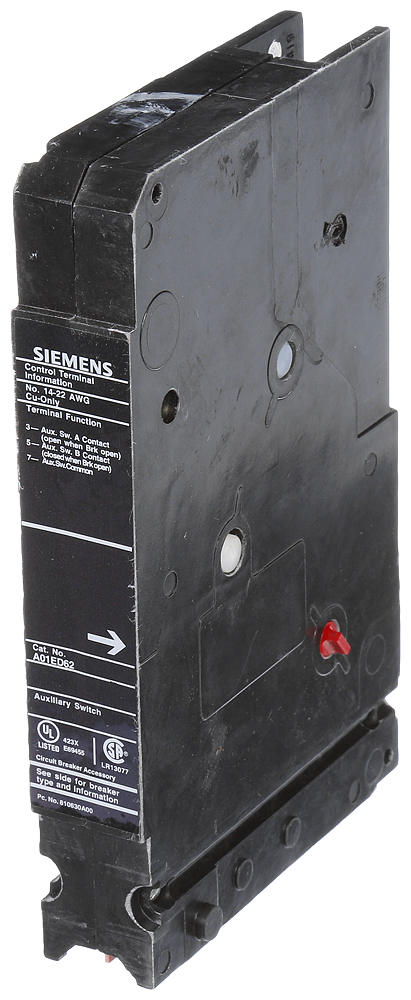 Siemens A01ED62 240 VAC 250 VDC Molded Case Circuit Breaker Auxiliary Switch Product image for Siemens A01ED62 240 VAC 250 VDC Molded Case Circuit Breaker Auxiliary Switch