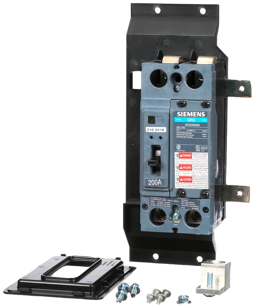 Product image for Siemens MBKQR1200A Low Voltage Breaker Mounting Kit for Revised P1 Panelboards, 240V, 1-Phase Kit, Strap and 2 Pole Circuit Breaker