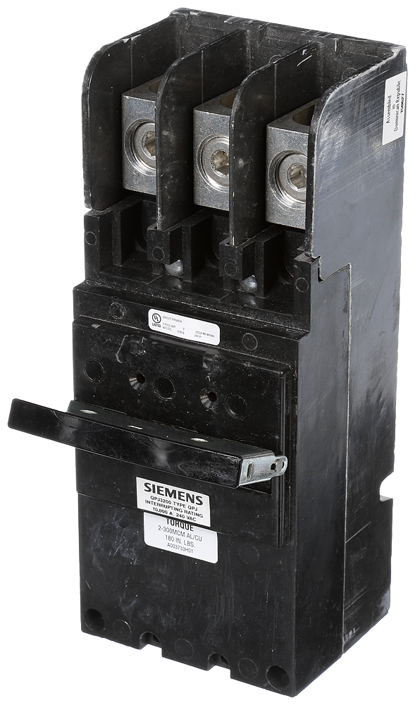 Product image for Siemens QPJ3200 3-Pole 200 Amp 240 VAC 10 kA Plug-In Circuit Breaker