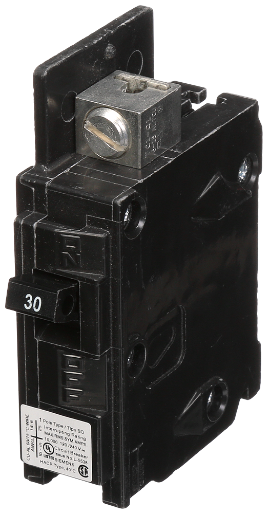 Product image for Siemens BQ1B030L 1-Pole 30 Amp 120 Volt 10 K Circuit Breaker Line Lugs